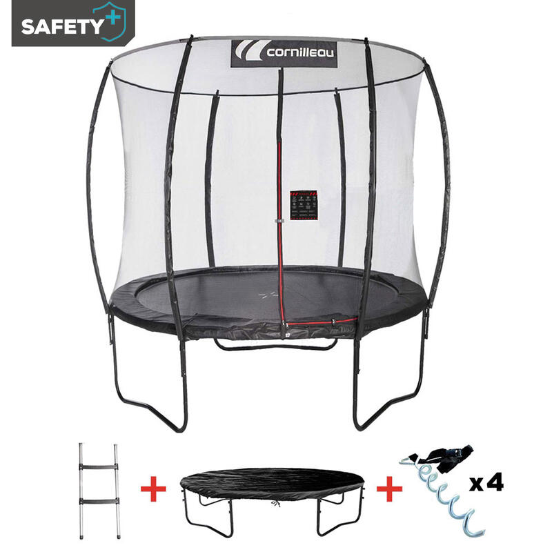 Trampoline Springcare 244cm + Échelle + Housse de protection + Kit d'ancrage