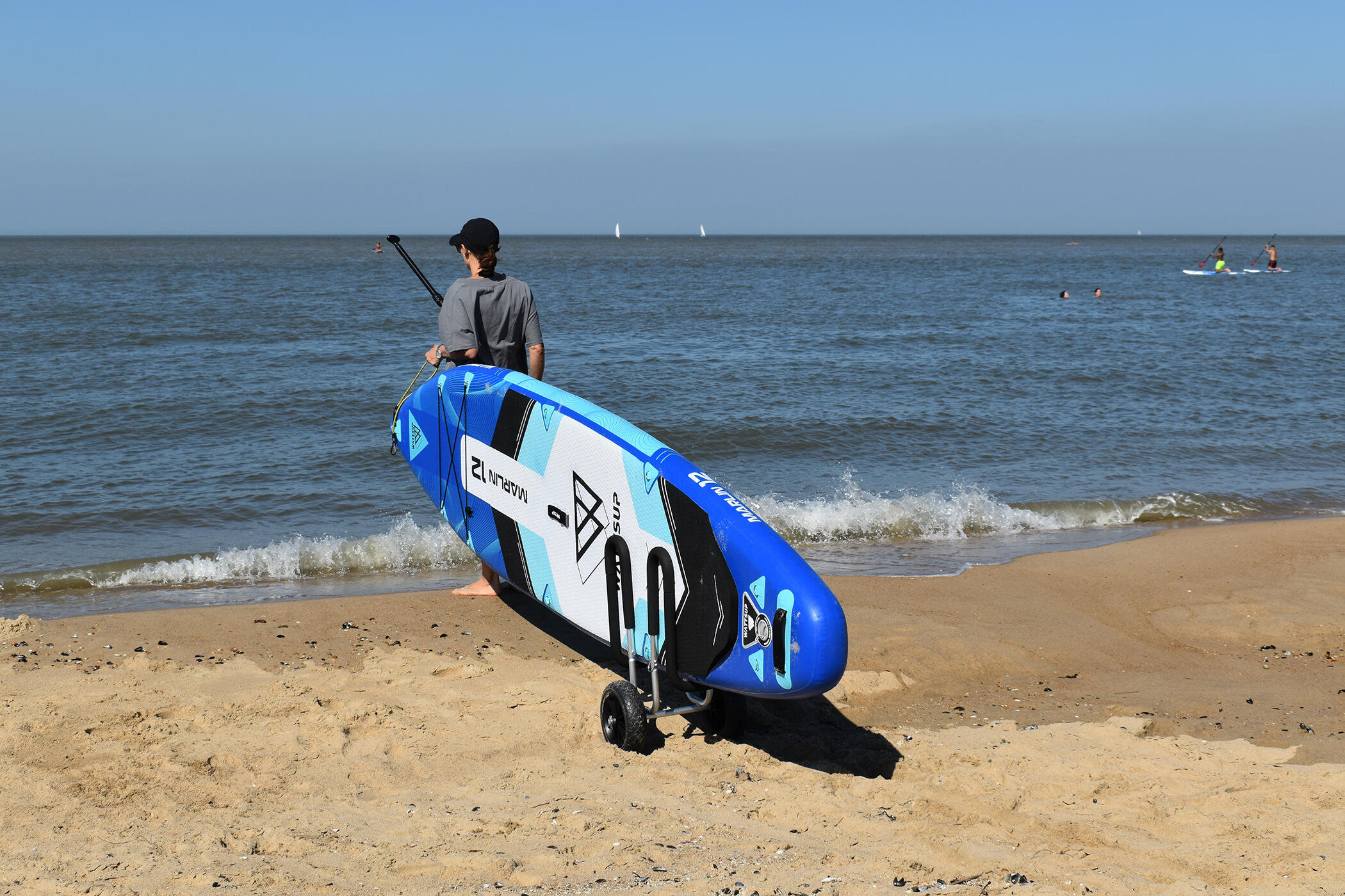 Aluminiumwagen für Surfbrett oder Paddel - Karren in M-Form 4/5
