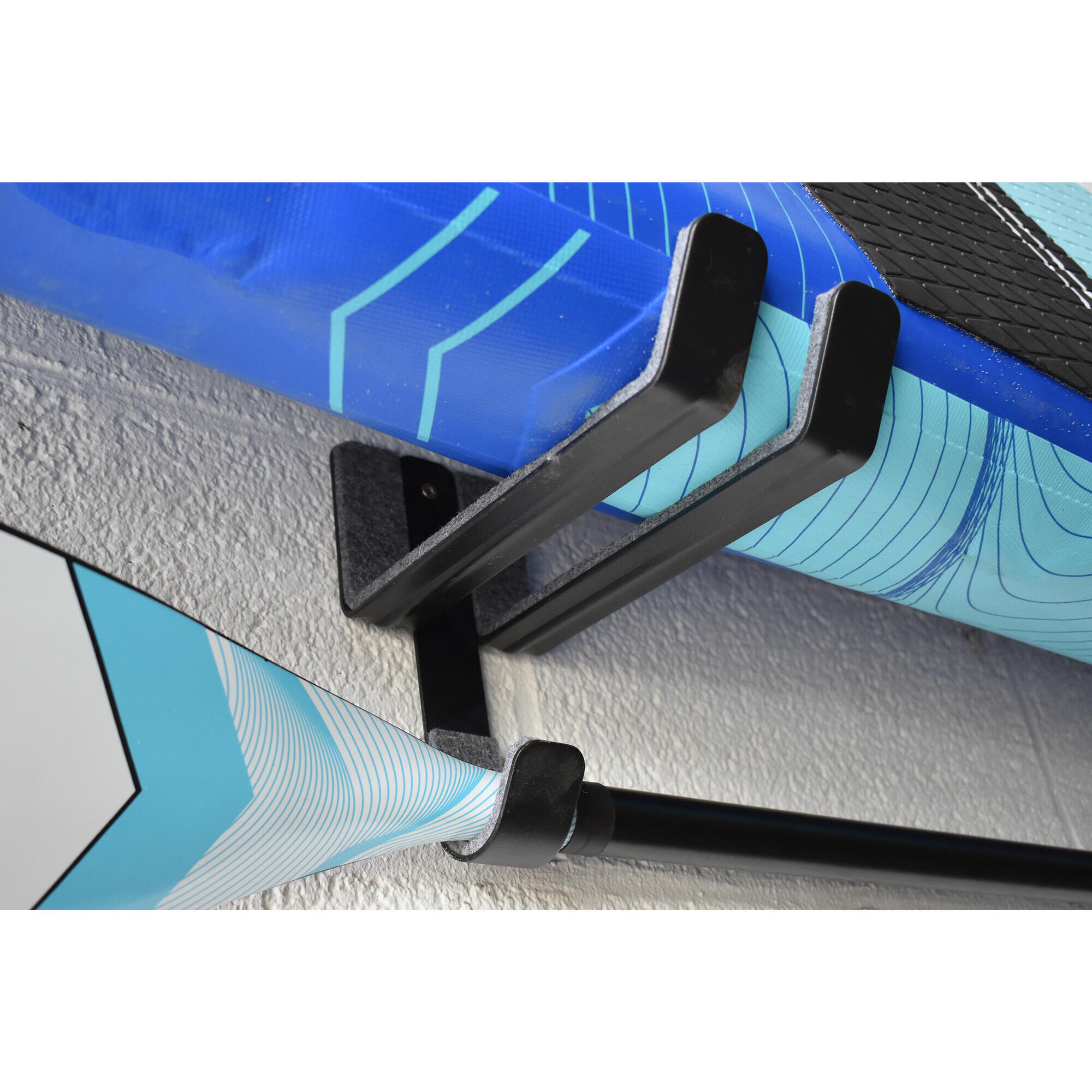Support Mural Pour Planche De SUP/Surf Avec Rangement Pour Rame - Montage Facile, Peu Encombrant