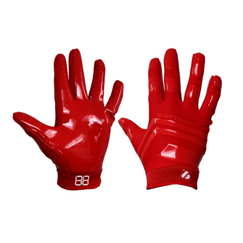 gants de football américain de pro receveur, RE,DB ,RB, Rouge FRG-03