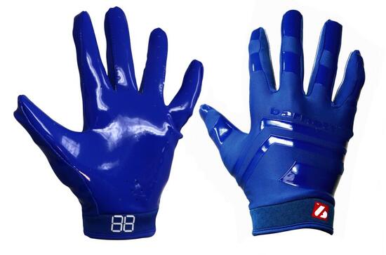 gants de football américain de pro receveur, RE,DB ,RB, Bleu FRG-03