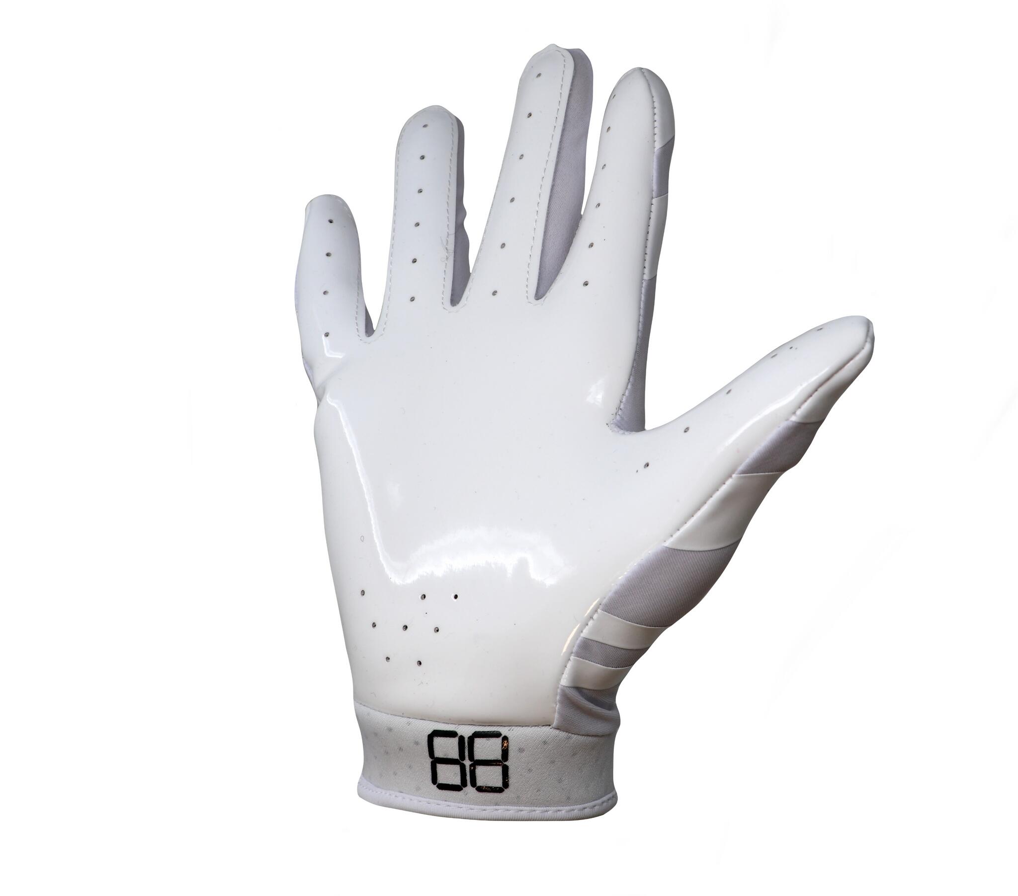  pro receiver american football gloves, RE, DB, RB, White FRG-03 3/4