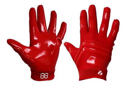 gants de football américain de pro receveur, RE,DB ,RB, Rouge FRG-03