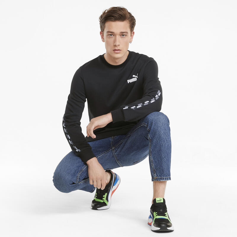 Sport felső Puma Power Tape Crew, Fekete, Férfiak