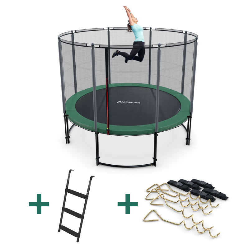 Trampolin Deluxe Ø 305 cm - Grün - All In One mit Leiter und Sicherung Ampel24