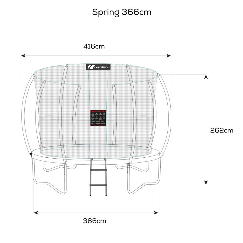 Trambulina Cornilleau Spring 12 FT (366 cm), scară inclusă, negru