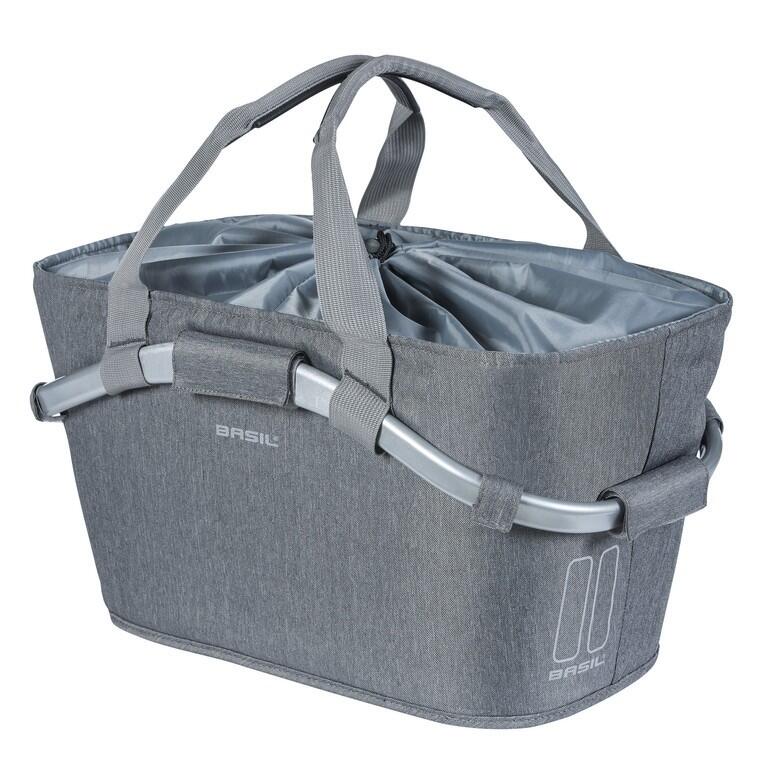 Basil 2 day carry all mik - bicycle basket - rear - grey