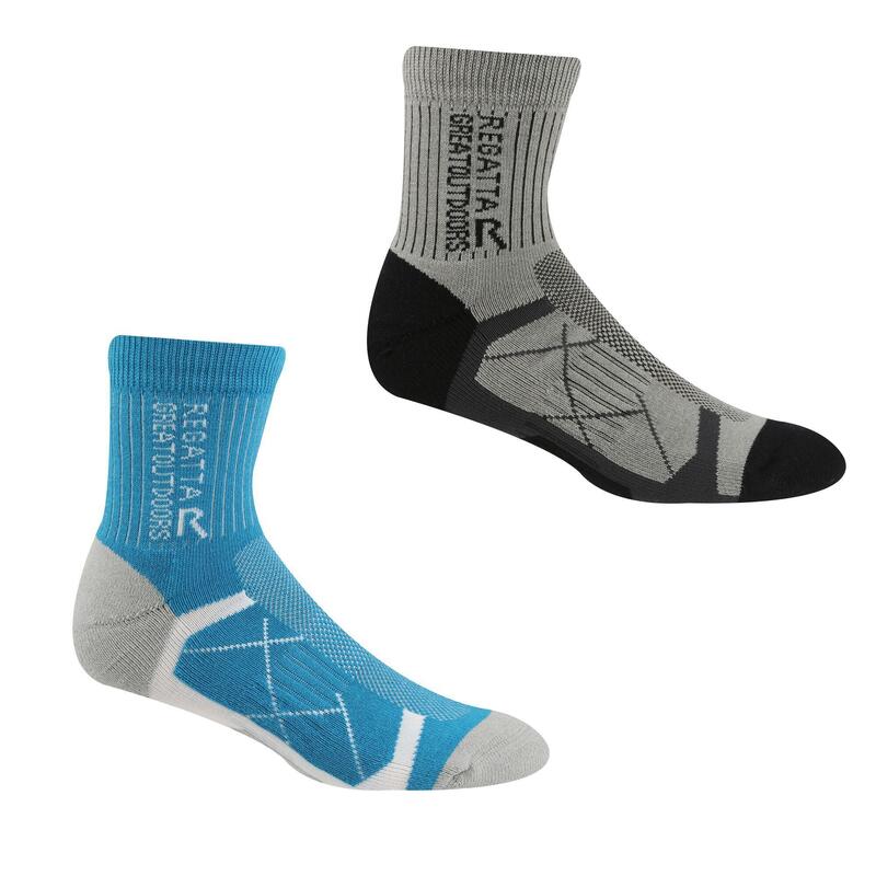 Stiefelsocken für (2erPack) Damen Helles Stahlgrau/Blau