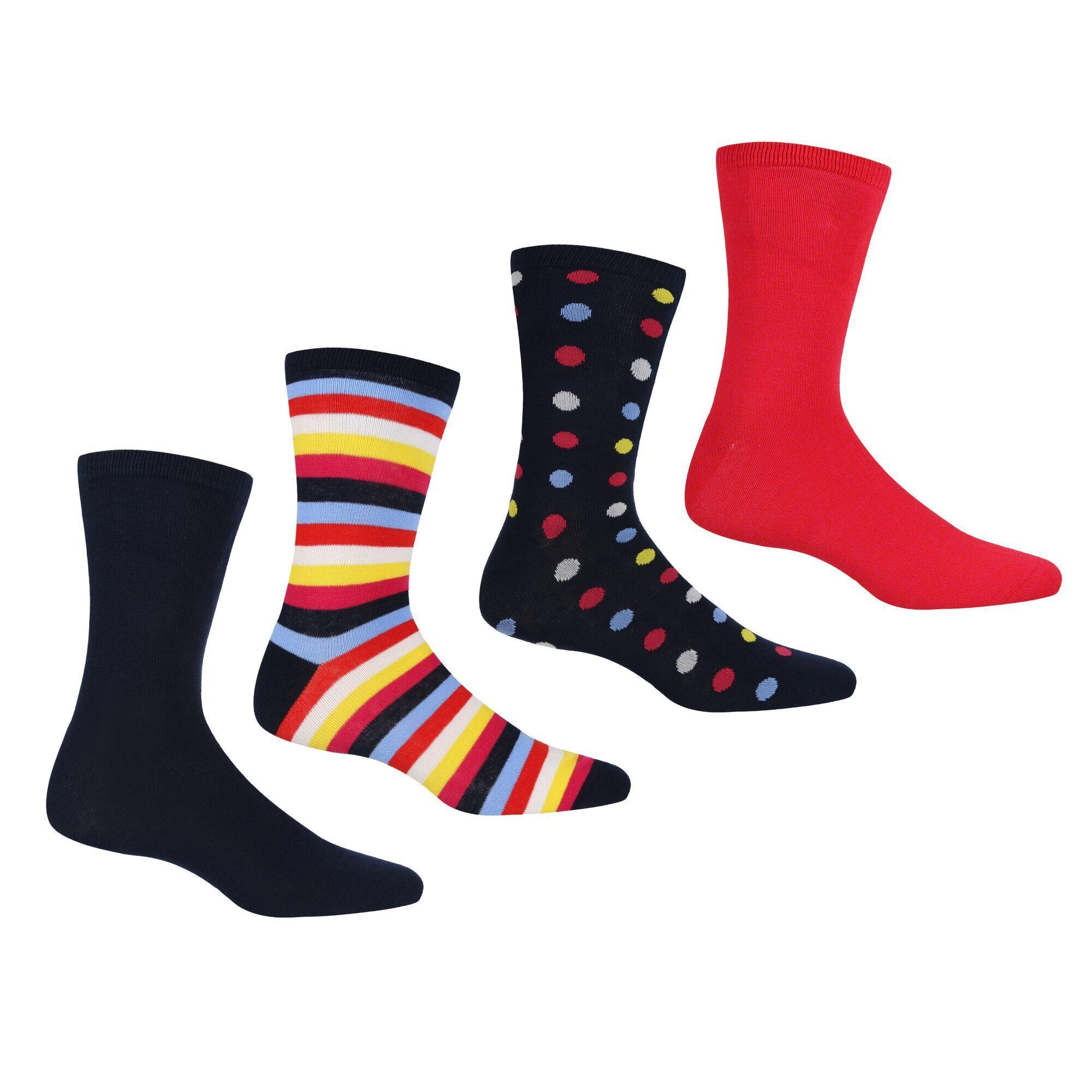 REGATTA Womens/Ladies Lifestyle Ankle Socks Set (Pack of 4) (Navy/Duchess Pink)
