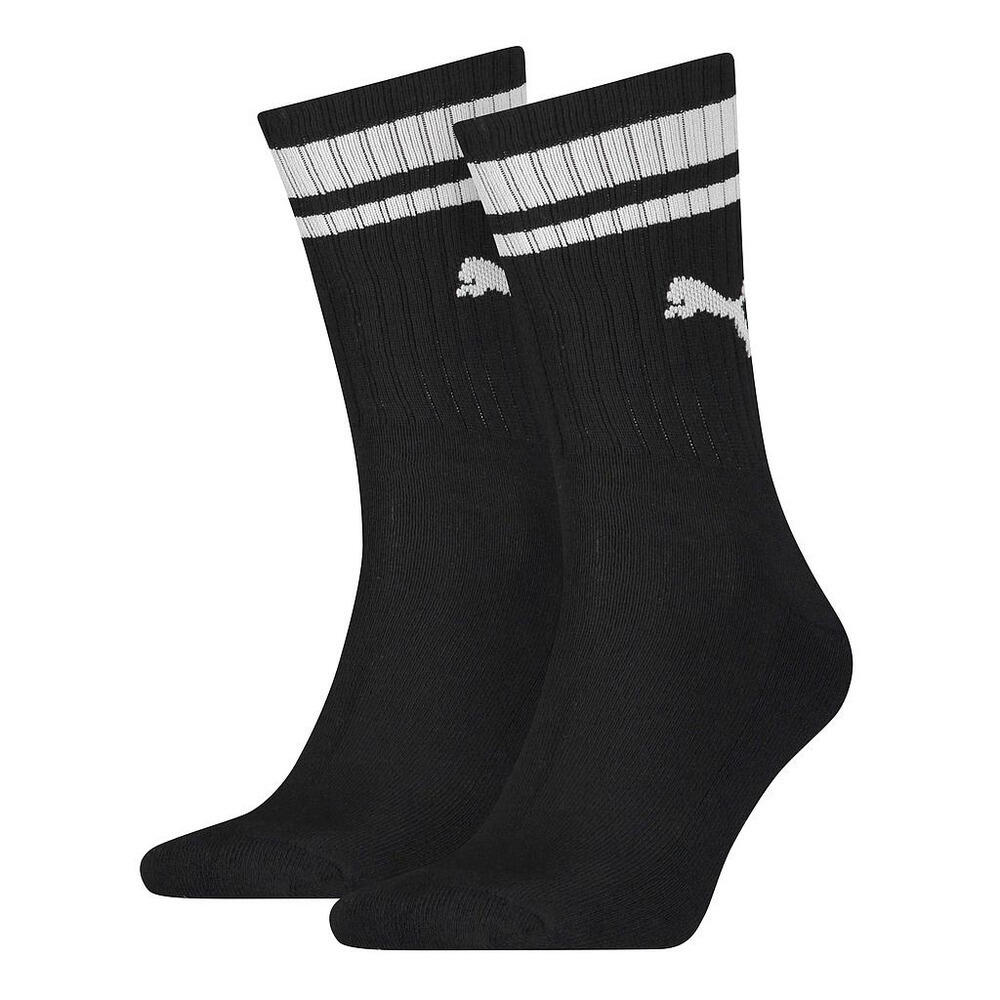 PUMA Unisex Adult Heritage Stripe Crew Socks (Pack of 2) (Black/White)