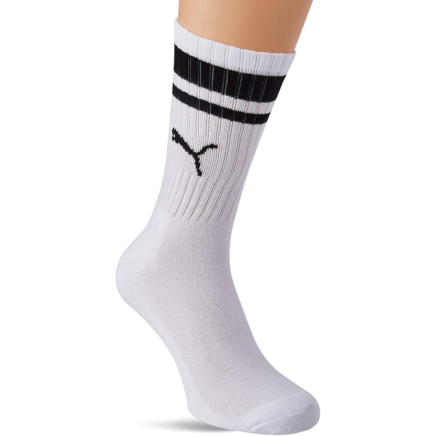 Unisex Adult Heritage Stripe Crew Socks (Pack of 2) (White/Black) 3/3