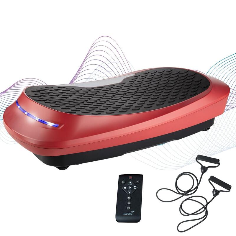 Plataforma vibratoria de velocidad regulable con mando a distancia y  pantalla LED más cinta elástica roja y negro Homcom