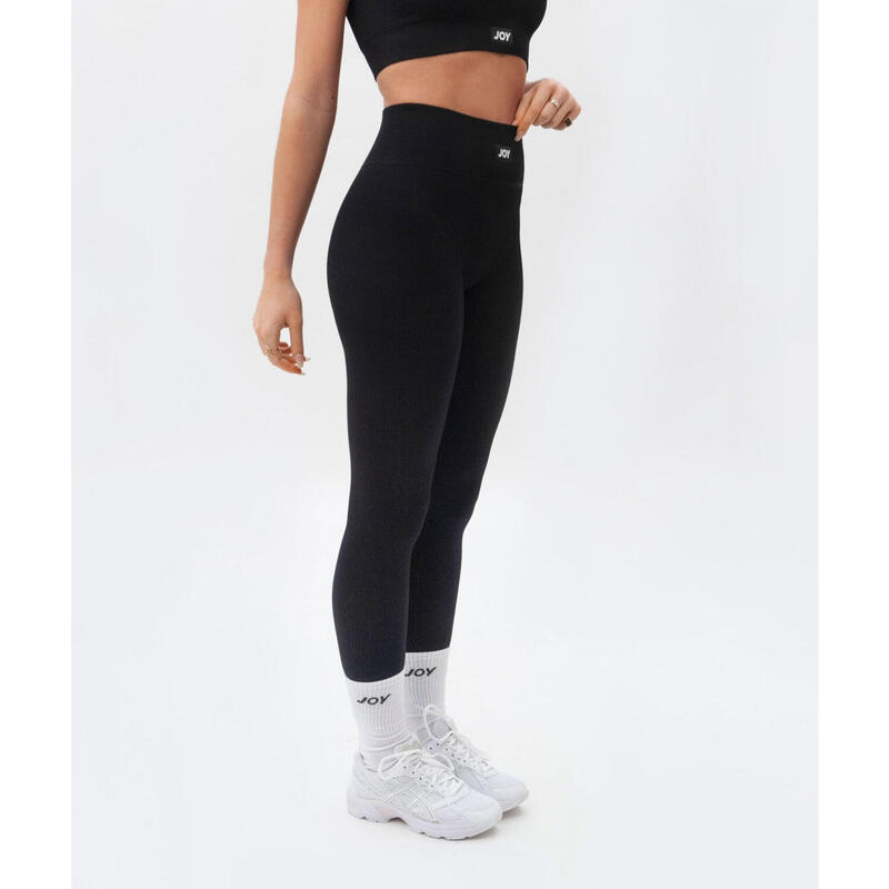 Fitness Legging voor dames ribstof Sweet Line - Zwart