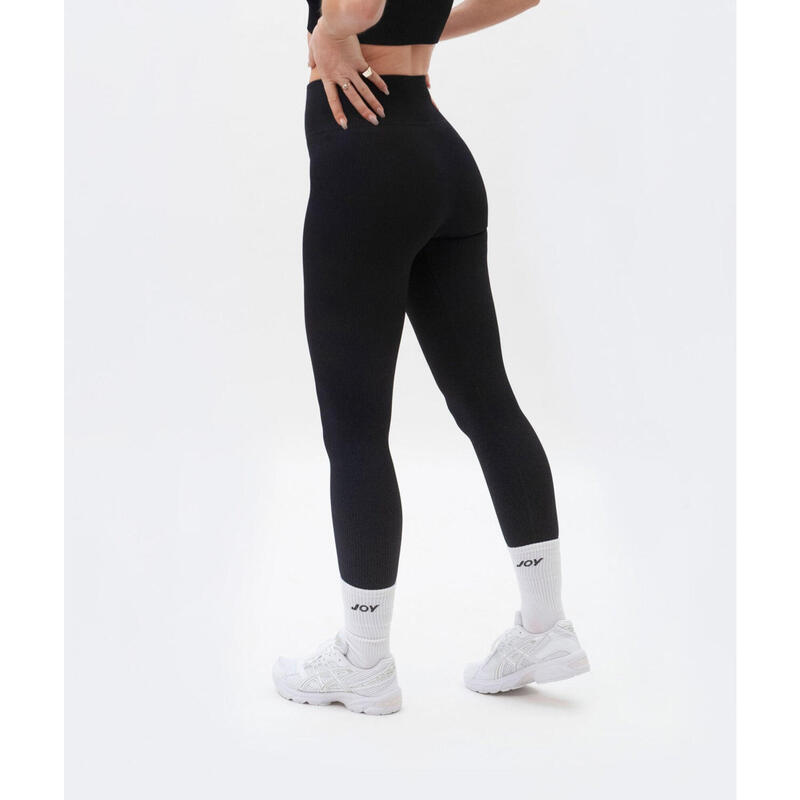 Fitness Legging voor dames ribstof Sweet Line - Zwart