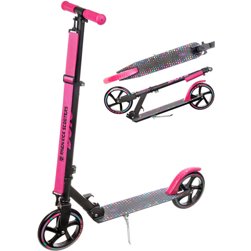 Scooter plegable Dots 200mm Negro/Rosa