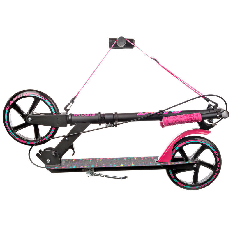 Scooter plegable con freno Dots 200mm Negro/Rosa