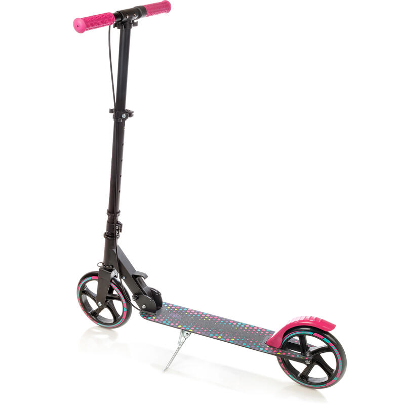 Scooter plegable con freno Dots 200mm Negro/Rosa