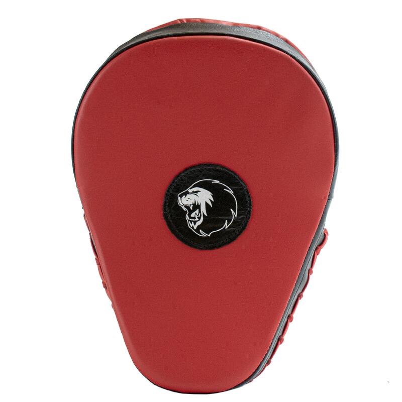 Super Pro Lederen Gebogen Hook and Jab Pad Zwart/Rood