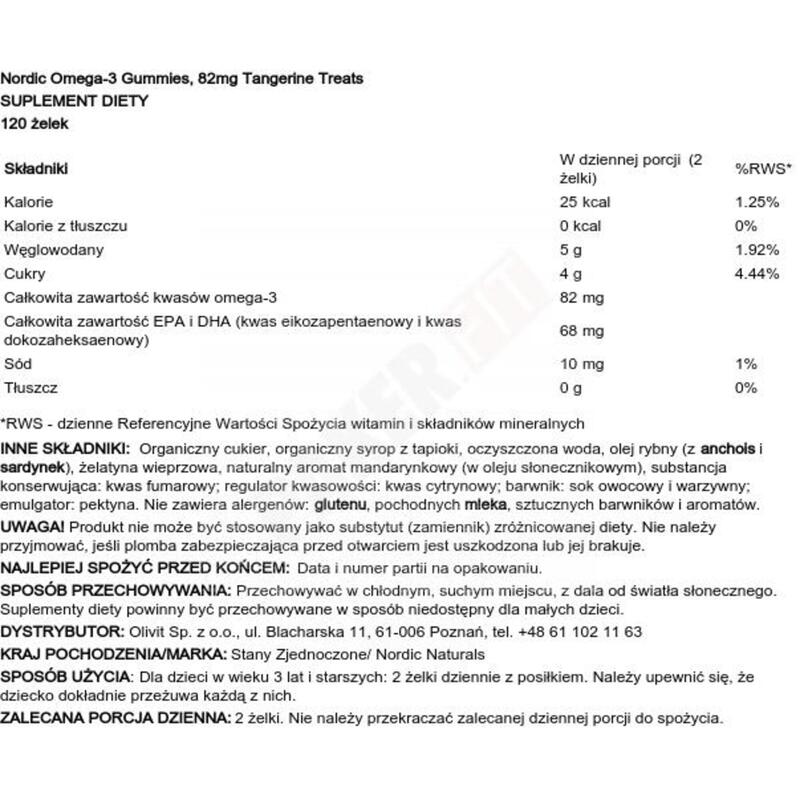 Nordic Naturals Nordic Omega-3 Gummies 82mg Tangerine Treats - 120 gummies