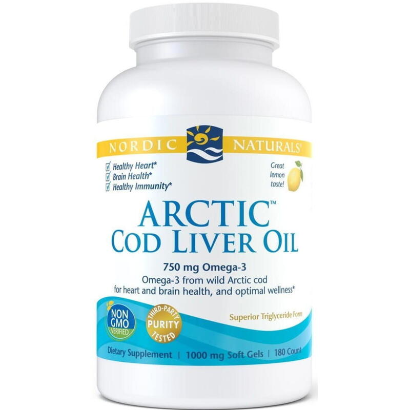 Nordic Naturals Arctic Cod Liver Oil 750mg Lemon - 180 softgels