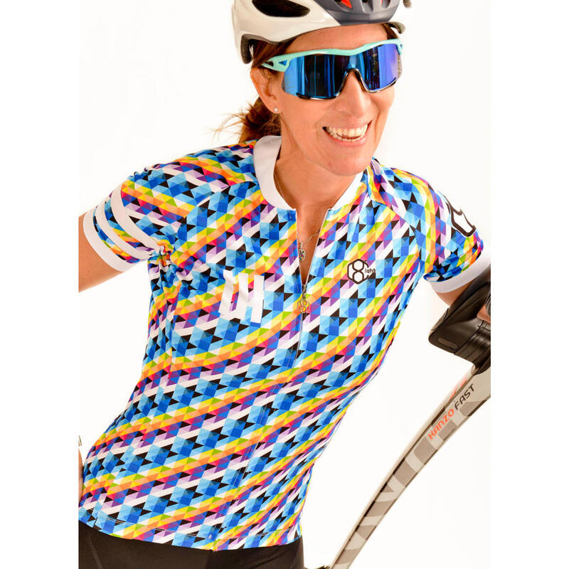 Fietsshirt met korte mouw voor dames multicolor 8andCounting