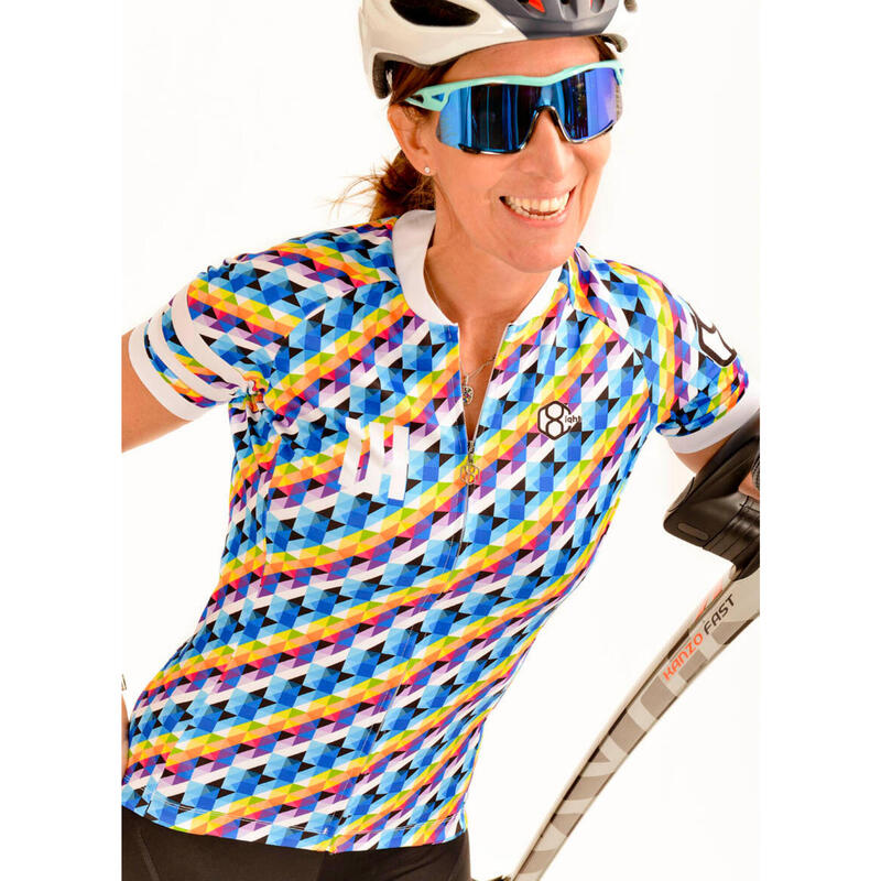 Maillot cycliste manches courtes pour femme multicolore 8andCounting
