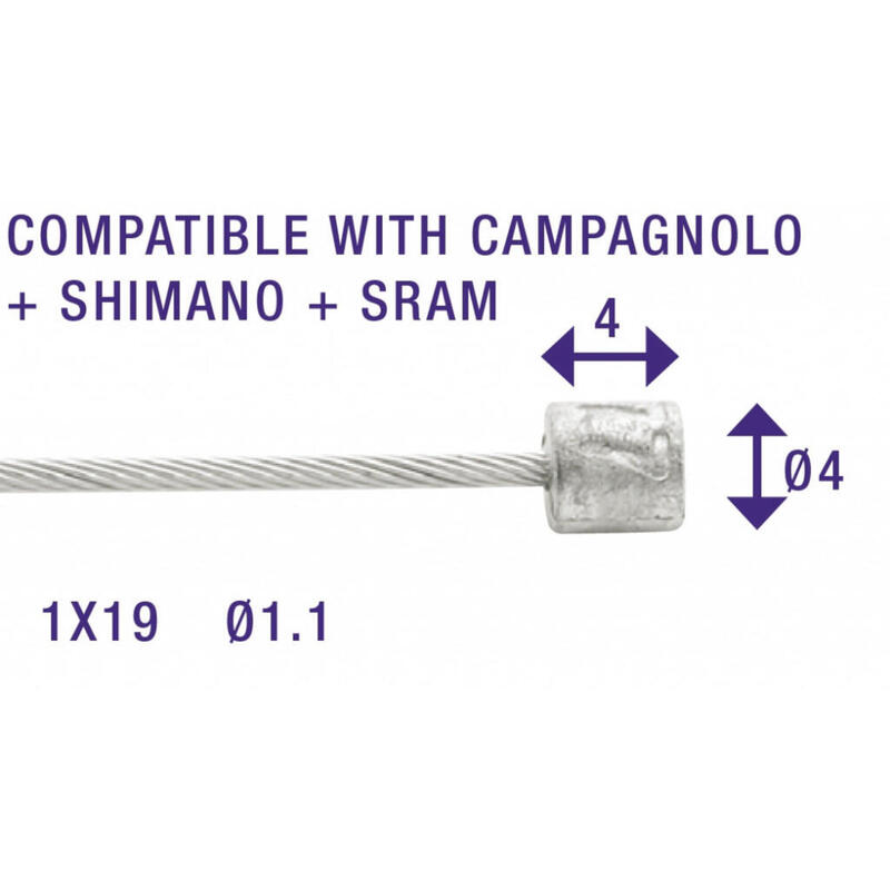 Schakel Binnenkabel 2250Mm Rvs Slick Ø1,1Mm N-Nippel