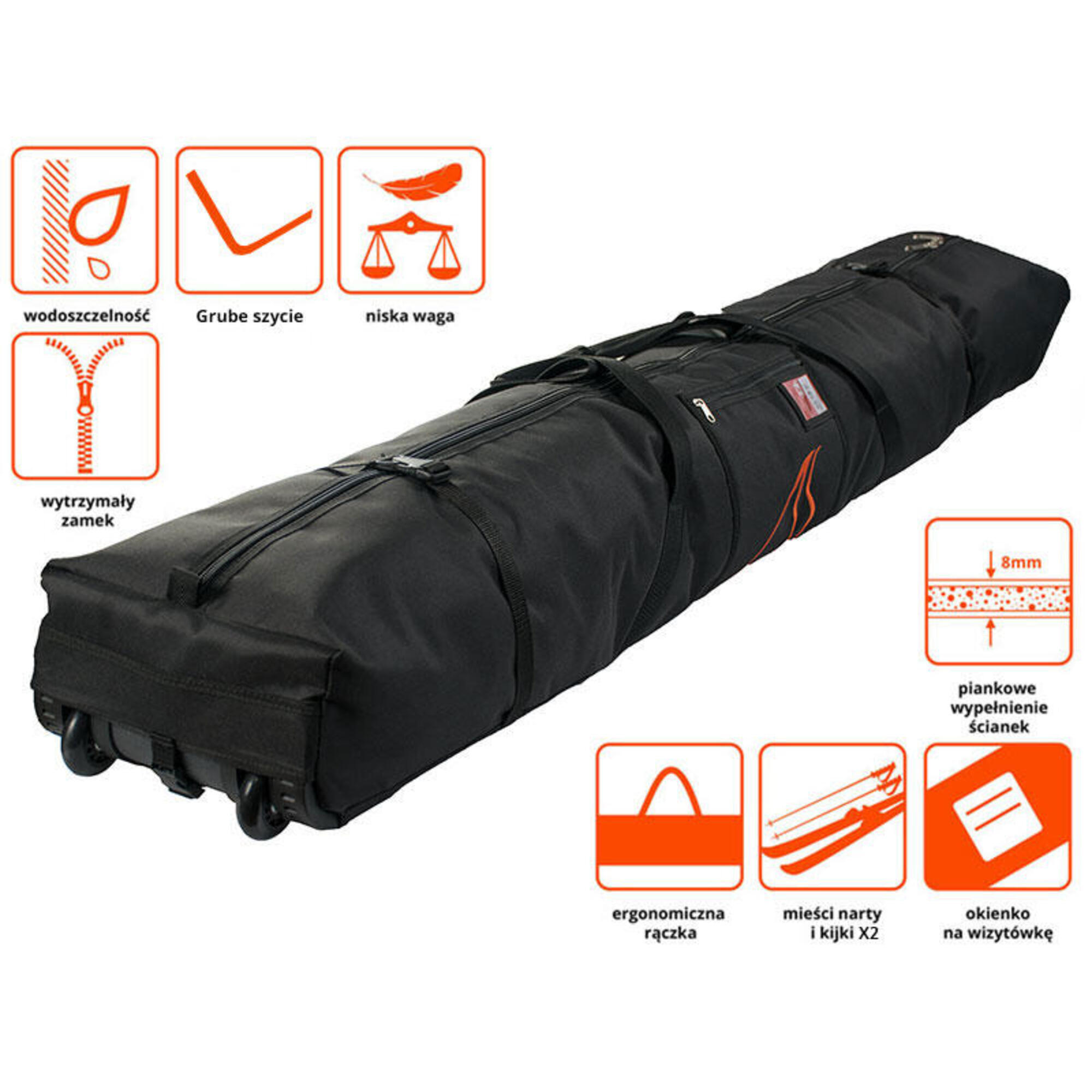 Pokrowiec na 2 pary nart na kółkach SnowSport Prestige Double Ski Bag Roller