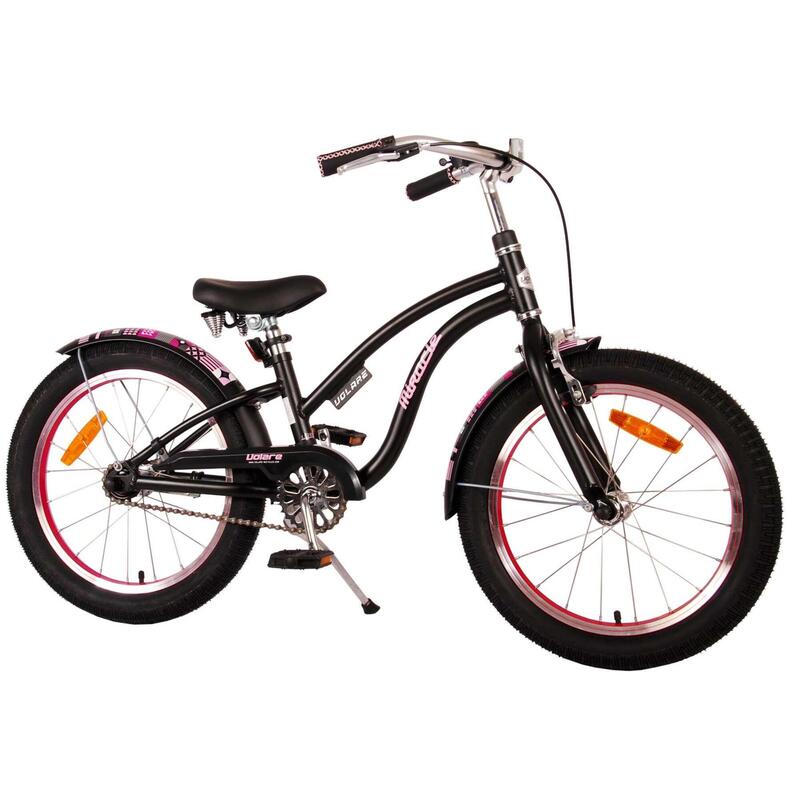 Vélo pour enfants Volare Miracle Cruiser - Filles - 18 pouces - Matt Black