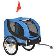 PawHut Carrello per Cani Rimorchio Bici in Acciaio e Tessuto Oxford Blu e Nero