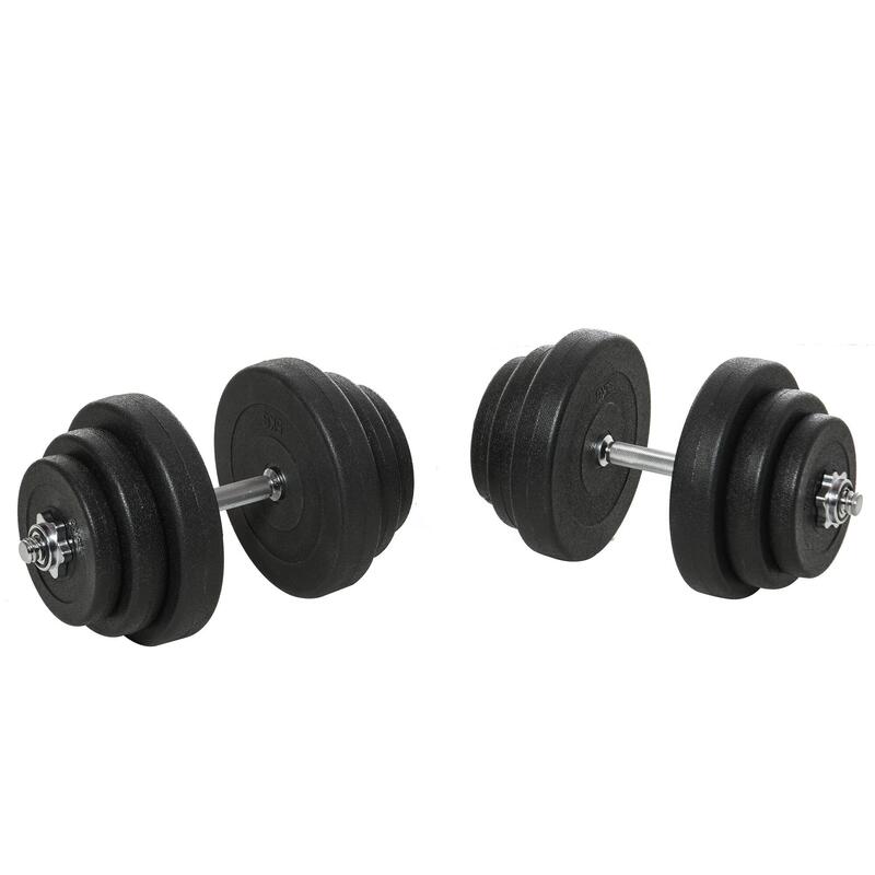 HOMCOM Set Manubri Palestra 40kg con 2 Manubri in Acciaio e 12 Pesi