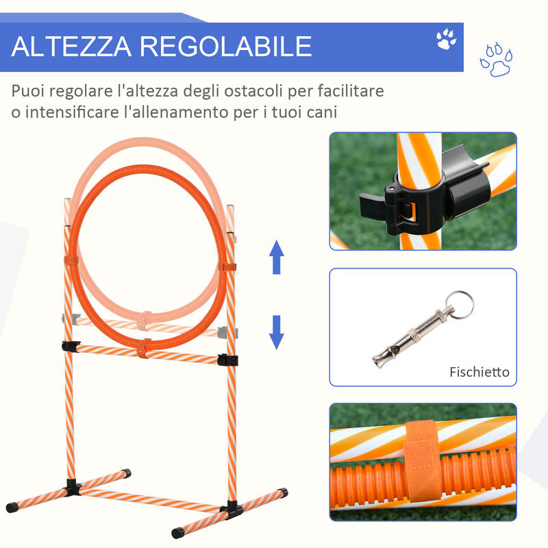 PawHut Set Agility Dog per Addestramento Cani con Slalom Ostacoli Fischietto