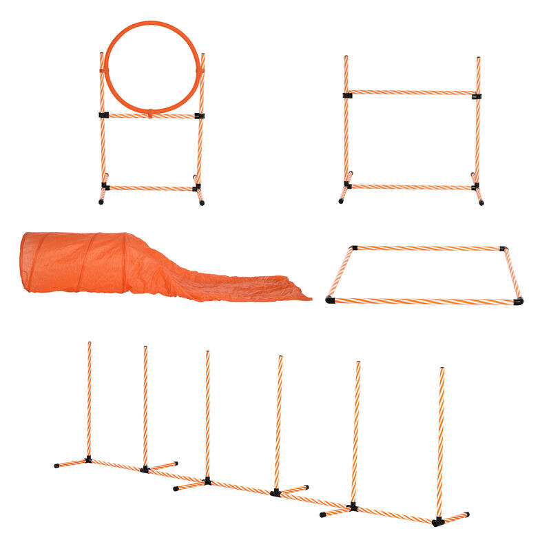 PawHut Attrezzi Agility Dog Set Completo 5PZ Percorso Agility Arancione