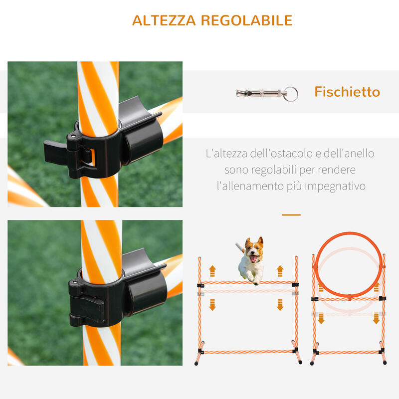 PawHut Attrezzi Agility Dog Set Completo 5PZ Percorso Agility Arancione