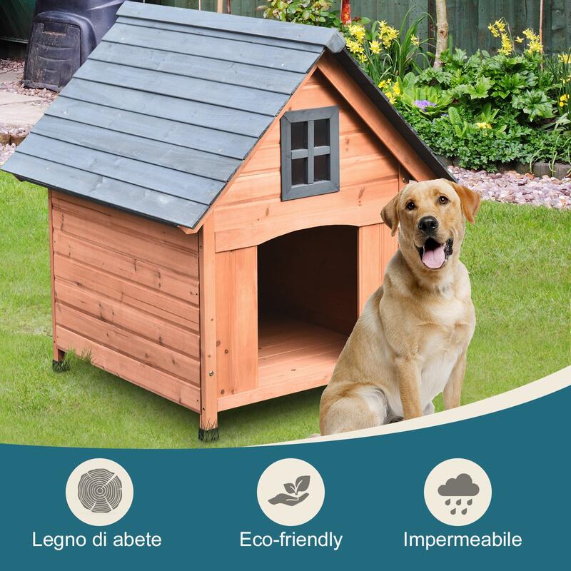 PawHut Cuccia Rialzata per Cani fino a 30 kg in Legno (81.3x91.5x98.5 cm)