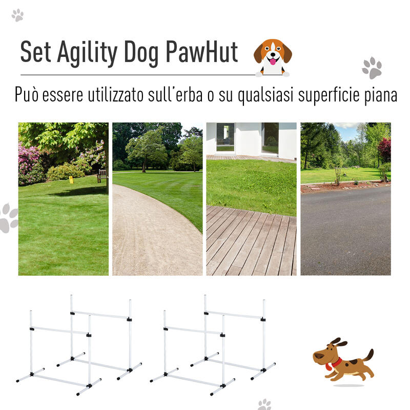 PawHut Set 4 Ostacoli Agility Dog per Addestramento Cani con Sacca di Trasporto