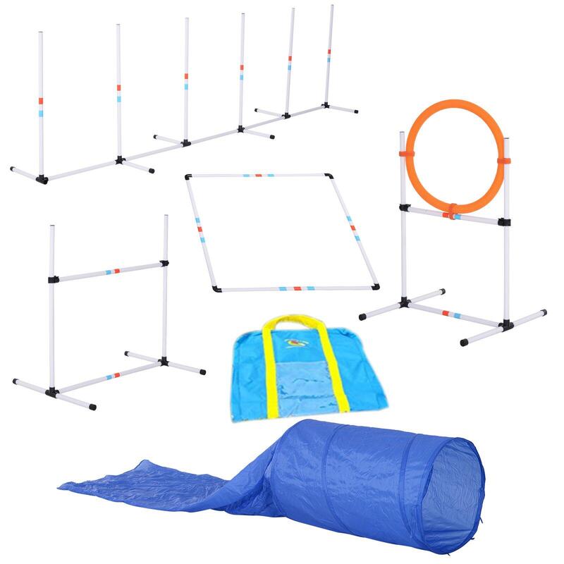 Set Attrezzature per Agility 5 elementi per Cani Bianco, Arancione, Blu