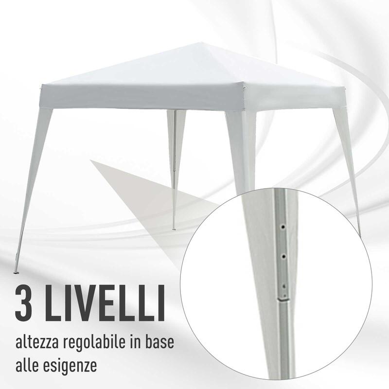 Outsunny Gazebo Pop-up Impermeabile Bianco, 3x3m