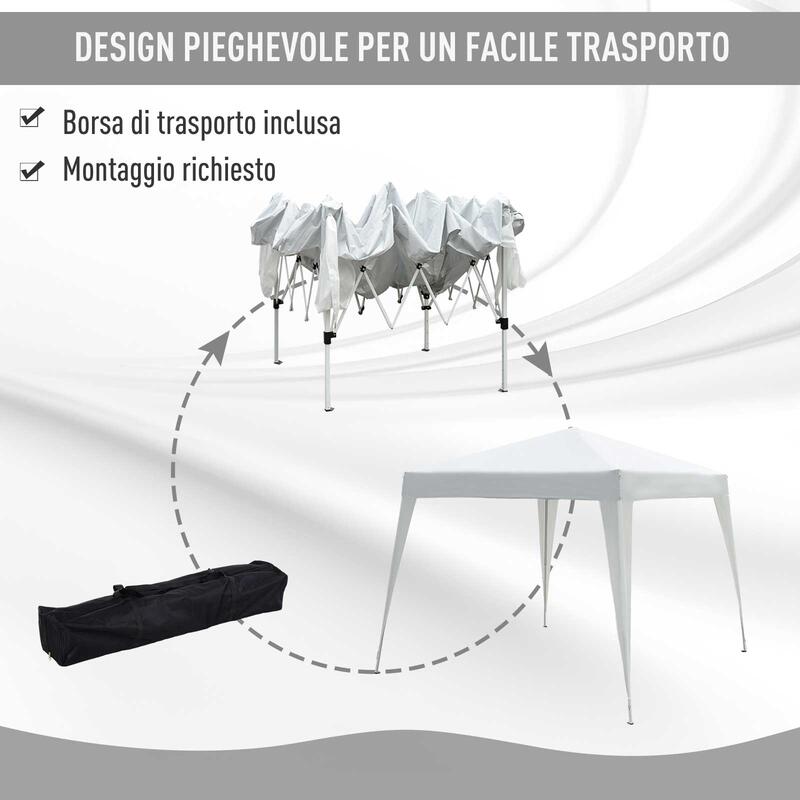 Outsunny Gazebo Pop-up Impermeabile Bianco, 3x3m