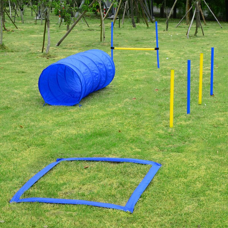 PawHut Set Agility Dog per Addestramento Cani con Slalom, Tunnel e Ostacolo