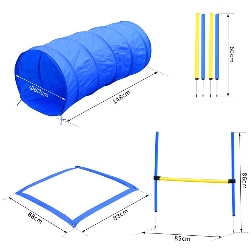 PawHut Set Agility Dog per Addestramento Cani con Slalom, Tunnel e Ostacolo