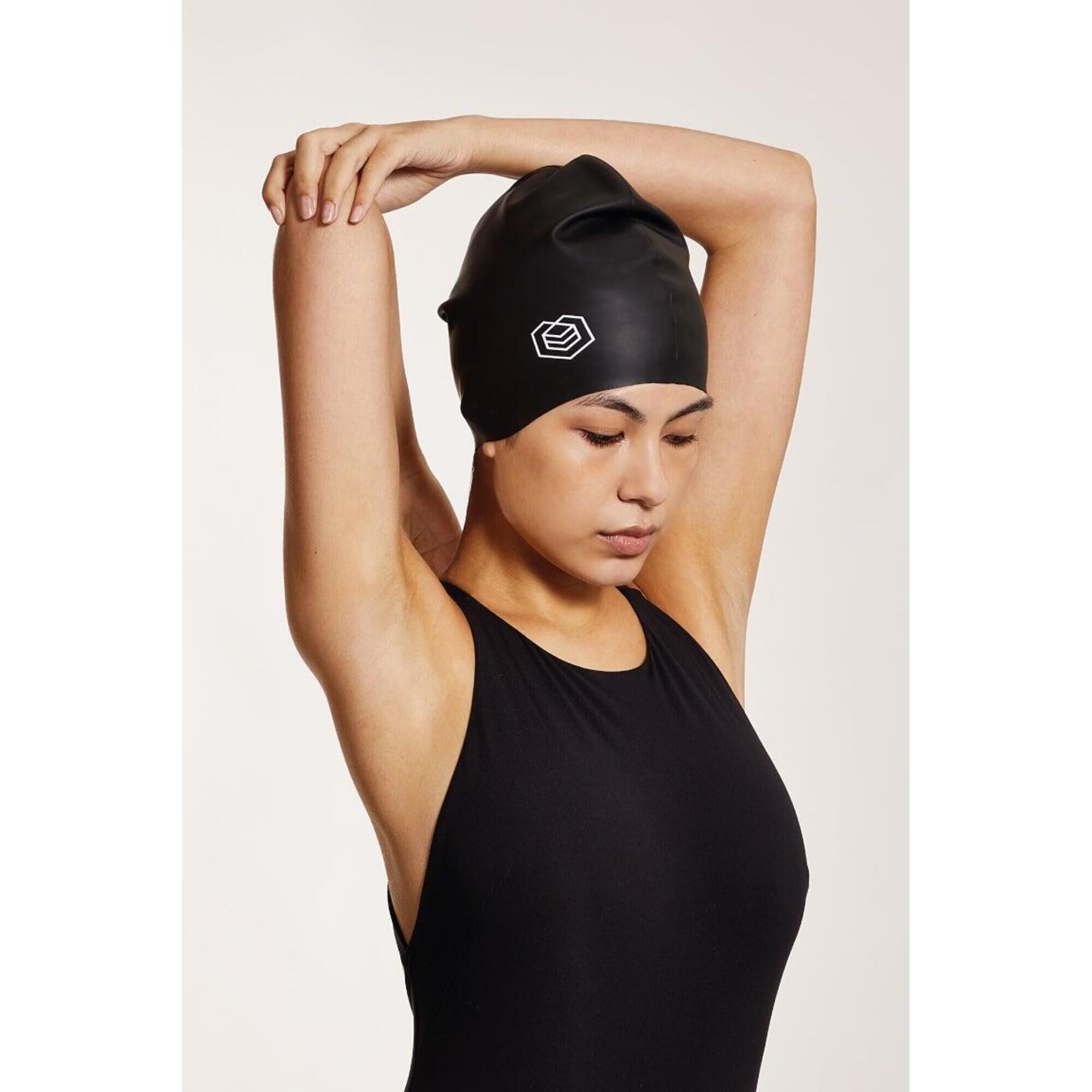 SOUL CAP Swim Cap for Long Hair (Medium) - Black