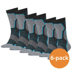 Wandelsokken Hiking Crew sokken 6-pack Unisex Grey/blue