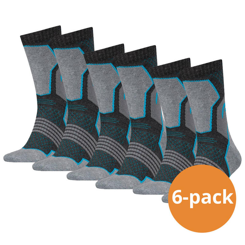 Wandelsokken Hiking Crew sokken 6-pack Unisex Grey/blue