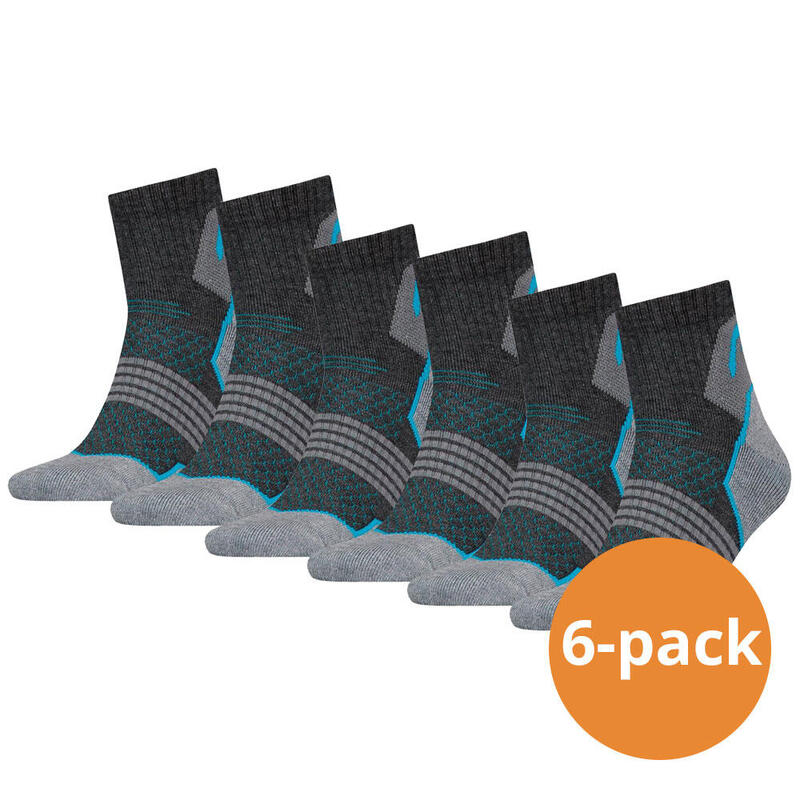 Lot de 6 paires de chaussettes de randonnée basses unisexes Grise/Bleu