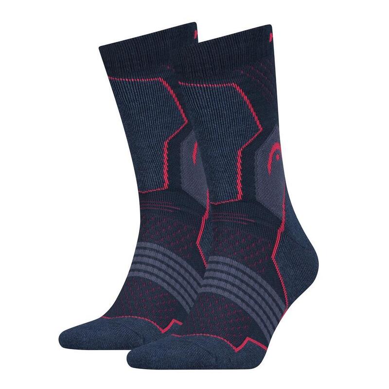 Wandersocken Unisex Hiking Crew Socken (2er-Pack) Rosa/Blau