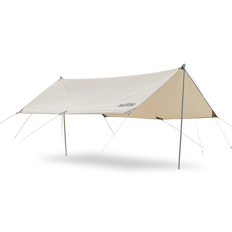 Large Square Girder Shelter Tarp (with 2 Poles) - Light Brown