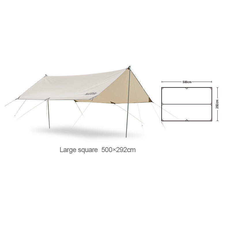 Large Square Girder Shelter Tarp (with 2 Poles) - Light Brown