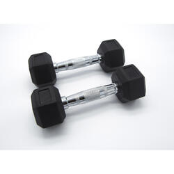 2 Mancuernas Hexagonales Gimnasia Adulto Negro