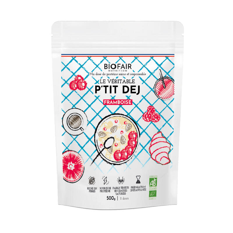 Petit déjeuner bio - Framboise et protéine végétale | 500g